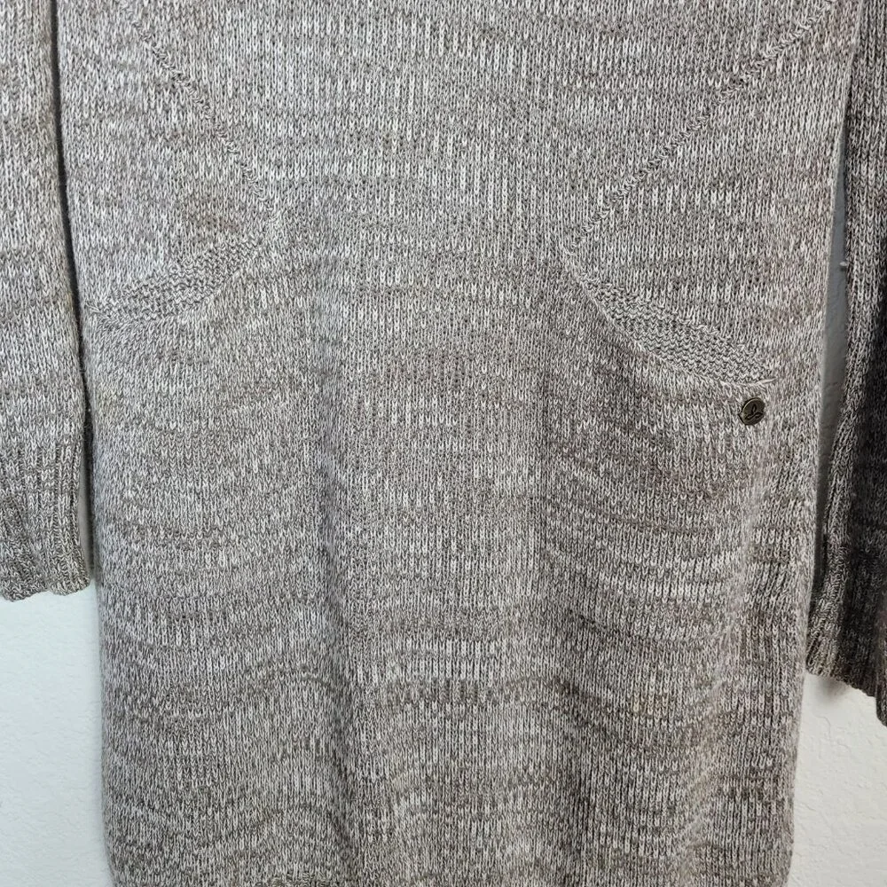 Prana Archer Sweater Dress Brown Women's Size Med Snap Button Turtle Neck